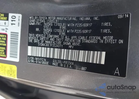 2015 Toyota Sienna Le 8 Passenger из США, поврежденный, VIN 5TDKK3DC1FS534011